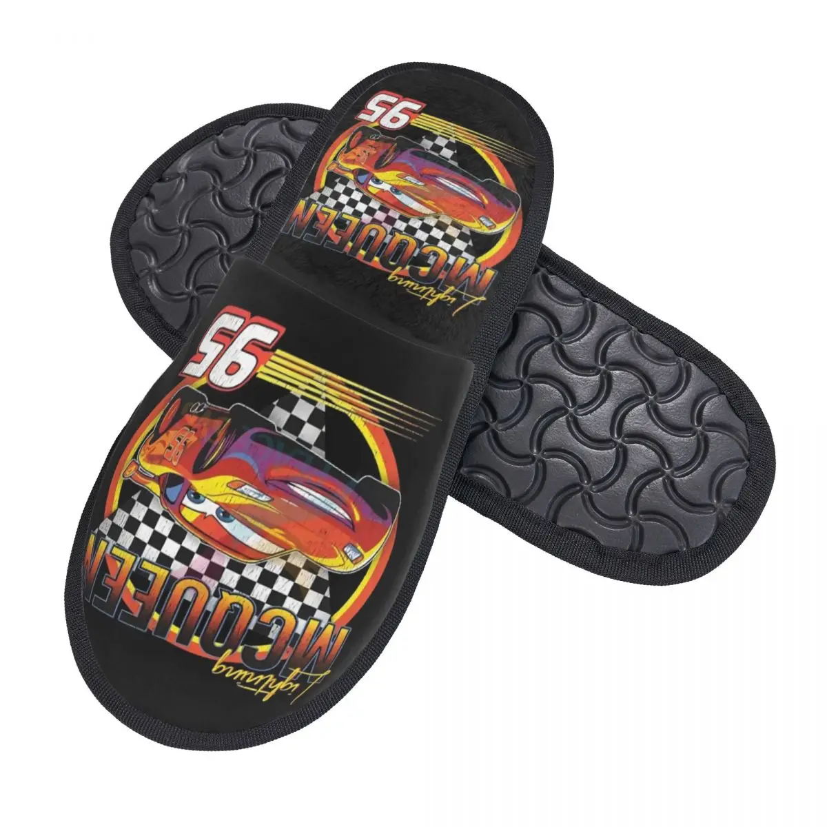 Custom Lightning McQueen Sport Cars Soft Scuff With Memory Foam Slippers Women Spa House Shoes