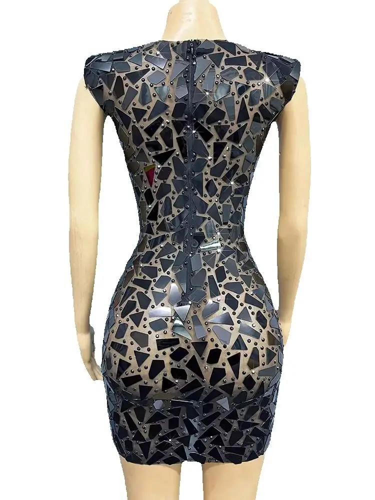 Robe élastique en maille noire, sexy, à paillettes, estampage à chaud, haute qualité, nouvelle mode, vêtements personnalisés pour femmes, 2025