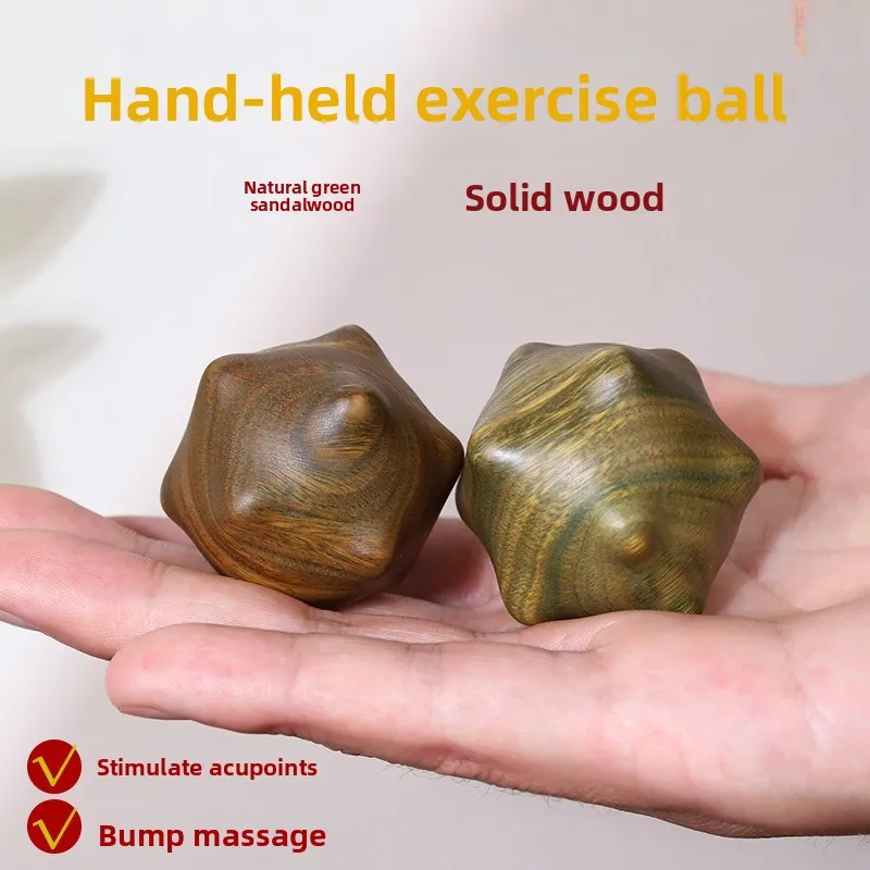 

Sandalwood 12-Ridge Massage Ball Set, Acupressure Health Sphere with Caltrop Surface, Hand Therapy & Stress Relief