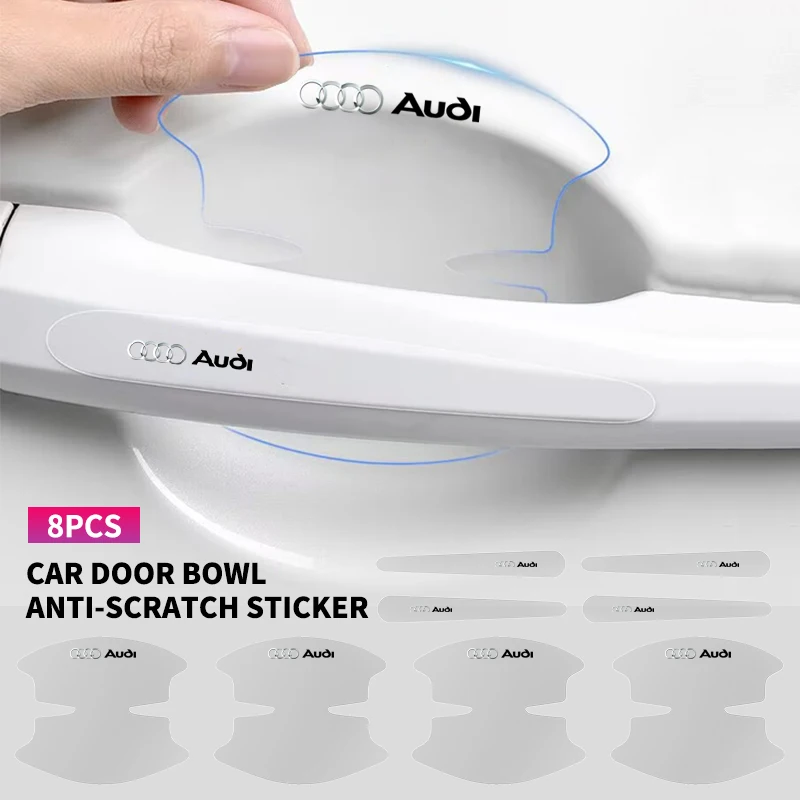 شفافة مقبض باب السيارة حامي الباب السلطانية لاصق الشعار لأودي S3 S5 S1 S4 S2 S6 RS3 RS4 RS5 RS6 RS8 B8 B6 TT A2 A3 A4 #1