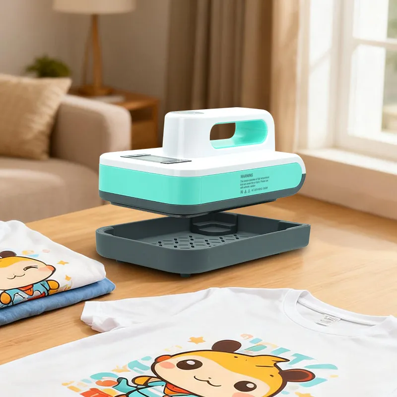 Handheld Heat Press Machine Iron Press Fast Heat Up Adjustable Temperature Timer Auto Shutdown Suitable for Shirt DIY Production