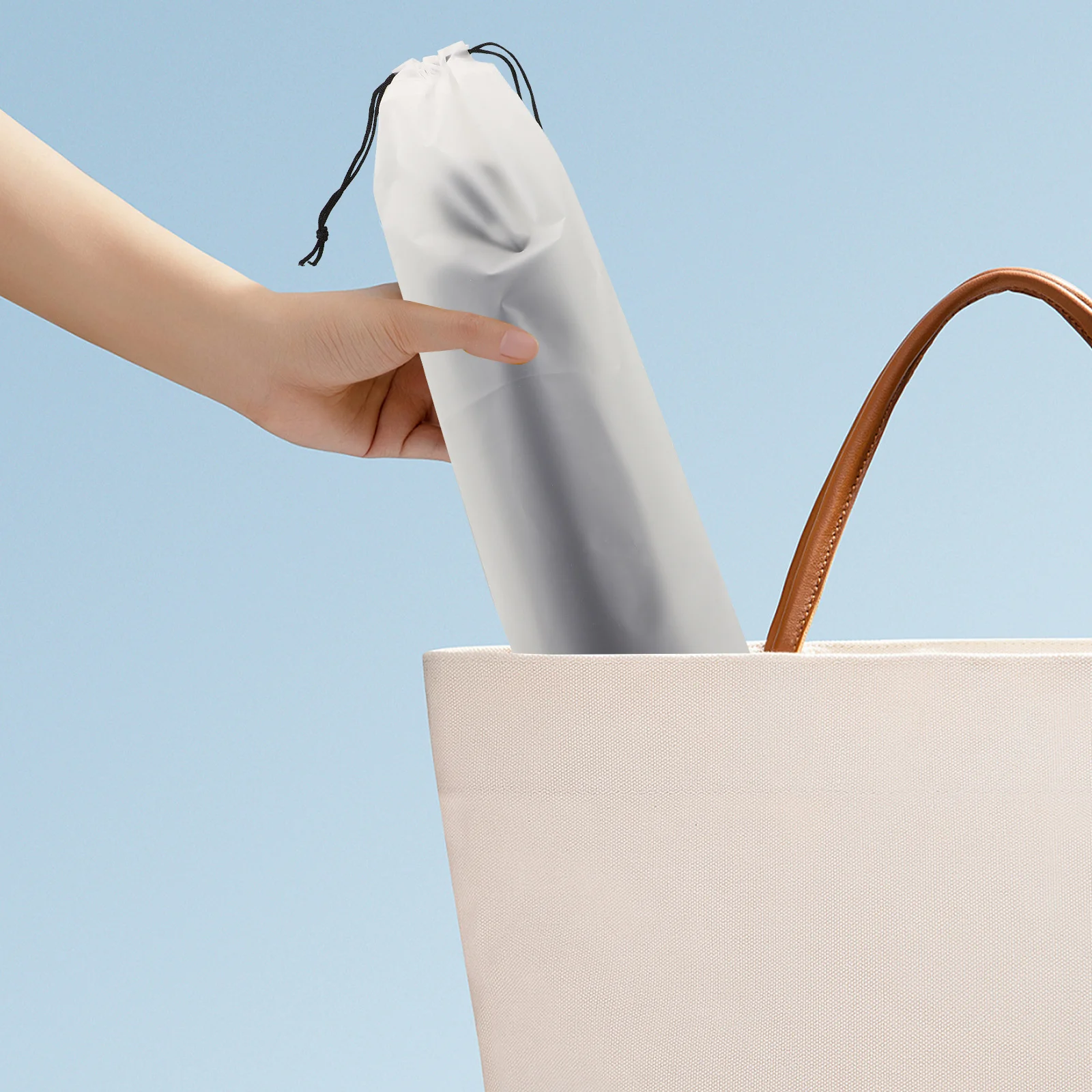 6개입 우산 보관 가방 내구성 있는 PE 소재 끈형 홀더 접이식 우산용 휴대용 젖은 우산 가방