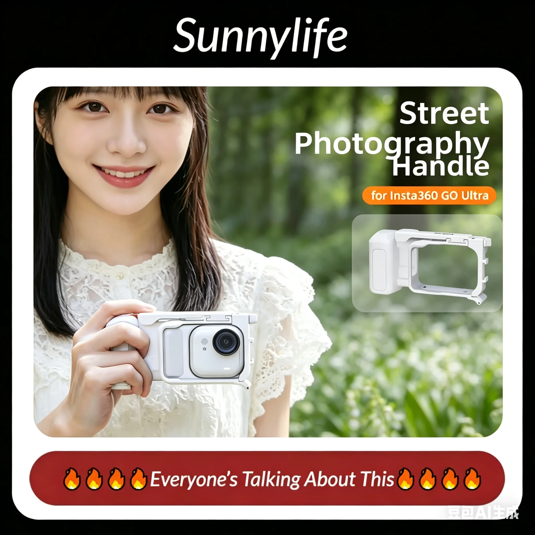 

Sunnylife Street Photography Grip for Insta360 GO Ultra Camera Handle Quick Release Rabbit Cage Shutter Button Shooting Kit