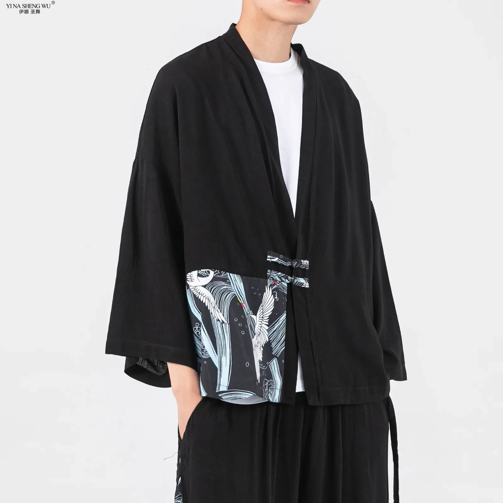 Summer New Chinese Style Sun Protection Clothing Men's Short-sleeved Shirt Jacket Linen Ancient Style Robe Kimono Cardigan Tops