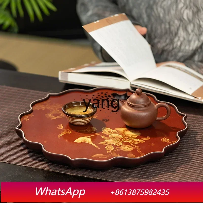 lmm pure copper tea tray water storage coffee table wet bubble solid wood water storage light luxury dry brewing table tea tray