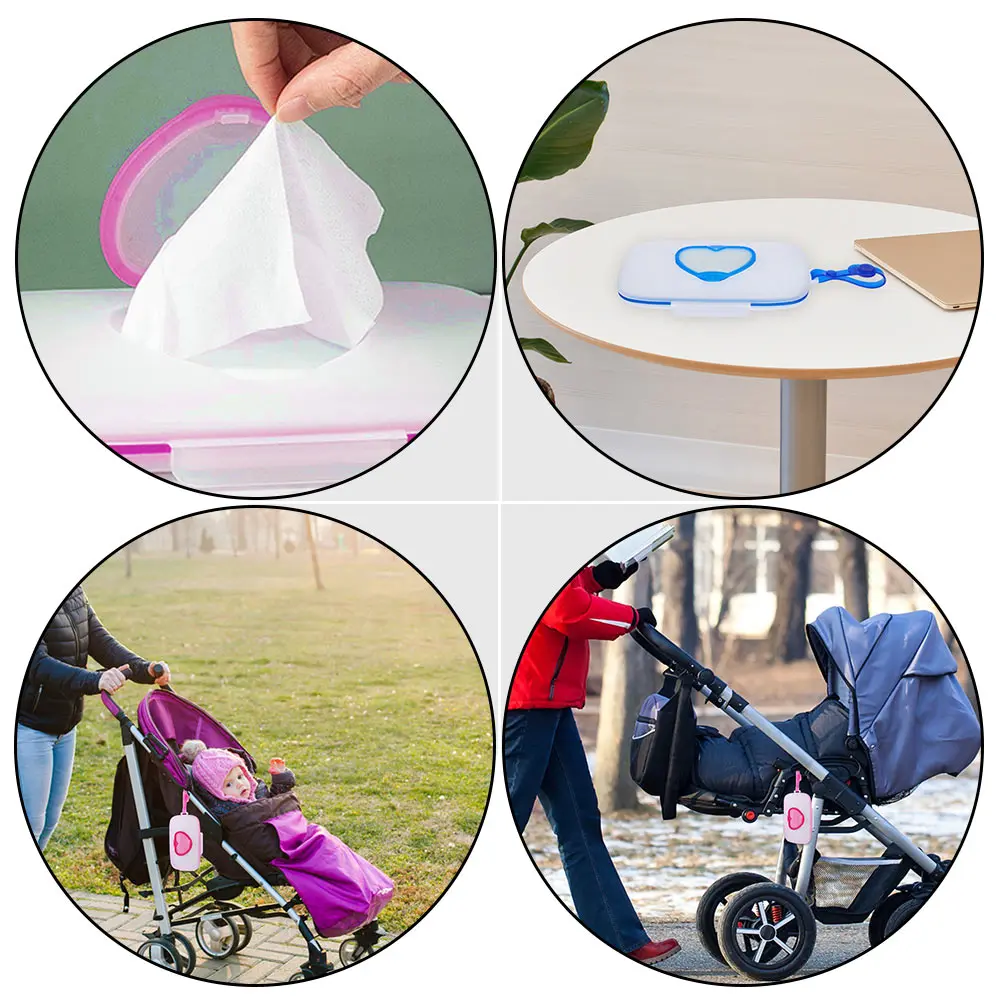

2Pcs Portable Wipes Box Reusable PP Plastic Travel Stroller Case Mini Outdoor Tissue Storage