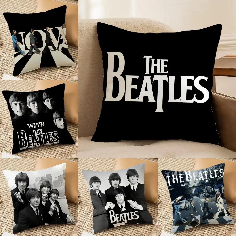 The B-Beatle Band Cushion Cover Silky Short Plush Invisible Zipper Dustproof Sofa Pillow Case for Home Decor