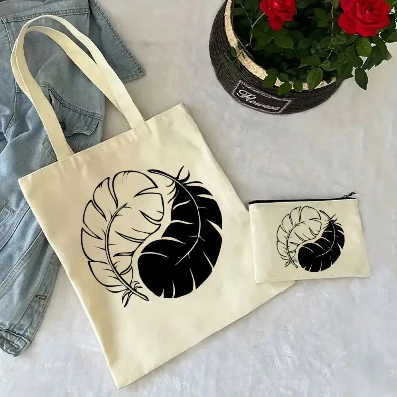 

2pcs/set Crowley Ineffable David Fashion Women's Handbag Cosmetic Bag Good Omens Shoulder Eco Large Capacity Travel Shopping Bag