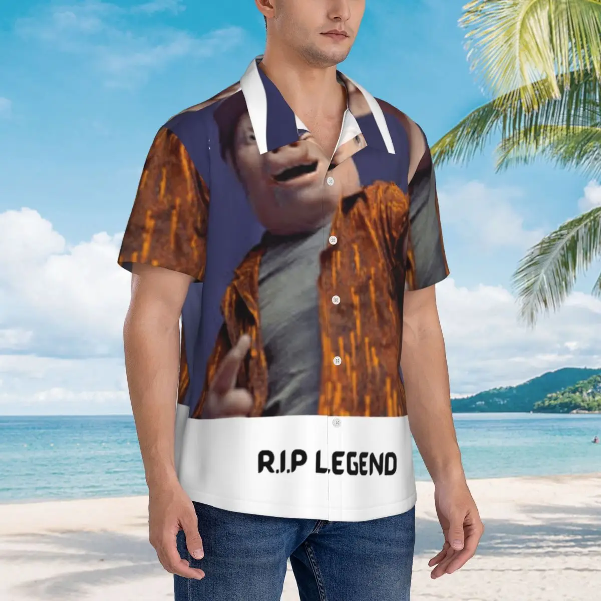 

John Pork Hawaiian Shirts Funny Men Short Sleeve Shirt for Summer Beach Men's Button Tops