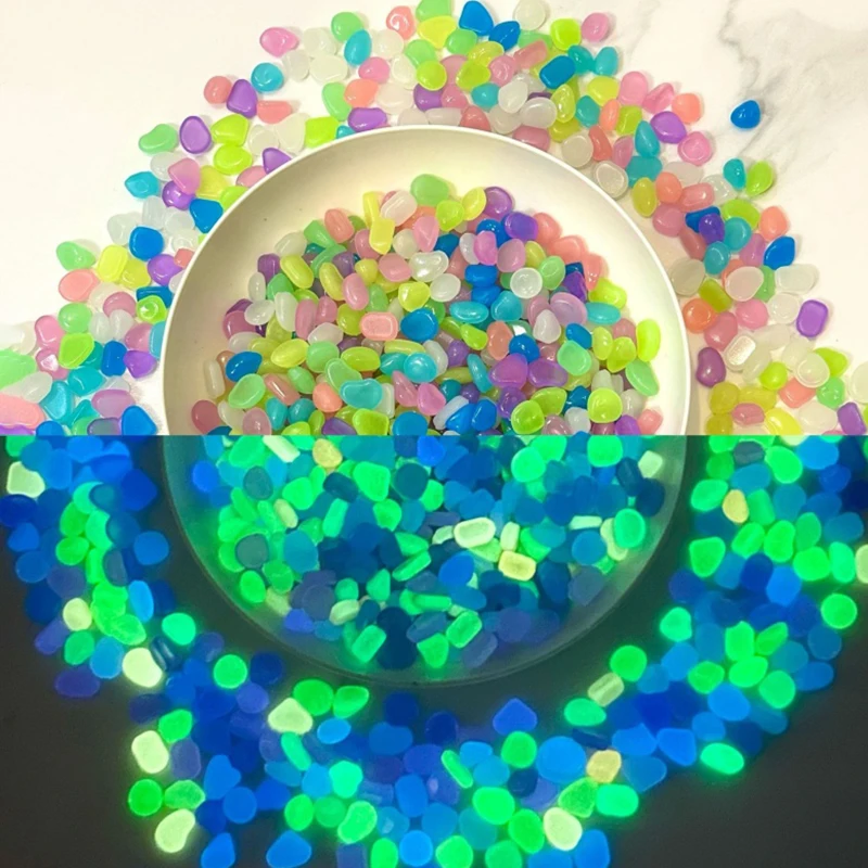 100-500Pcs Glowing Garden Pebbles Glow in The Dark Non Toxic Reusable Luminous Stone Garden Potted Plant Aquarium DIY Decoration