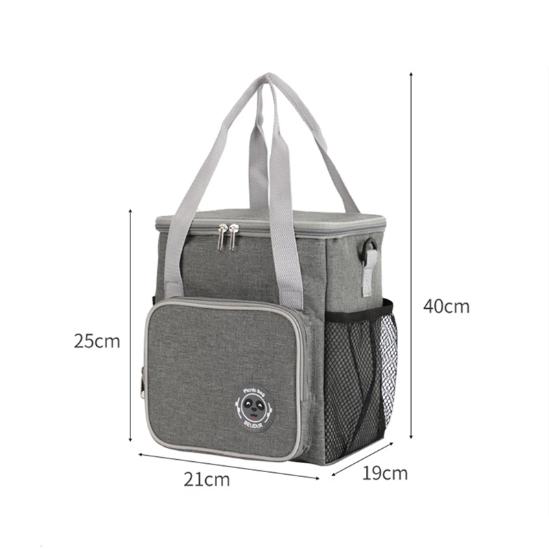 Large Capacity Insulated Lunch Bag Portable Food Cooler Bento Box Tote with Shoulder Strap Food Thermal Box Durable Meal Bags