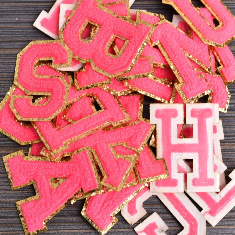 1Pc 6.5cm/2.5in Sequin Chenille Embroidery Patches Alphabet Letter Patches Appliques Iron On Patches For Clothes