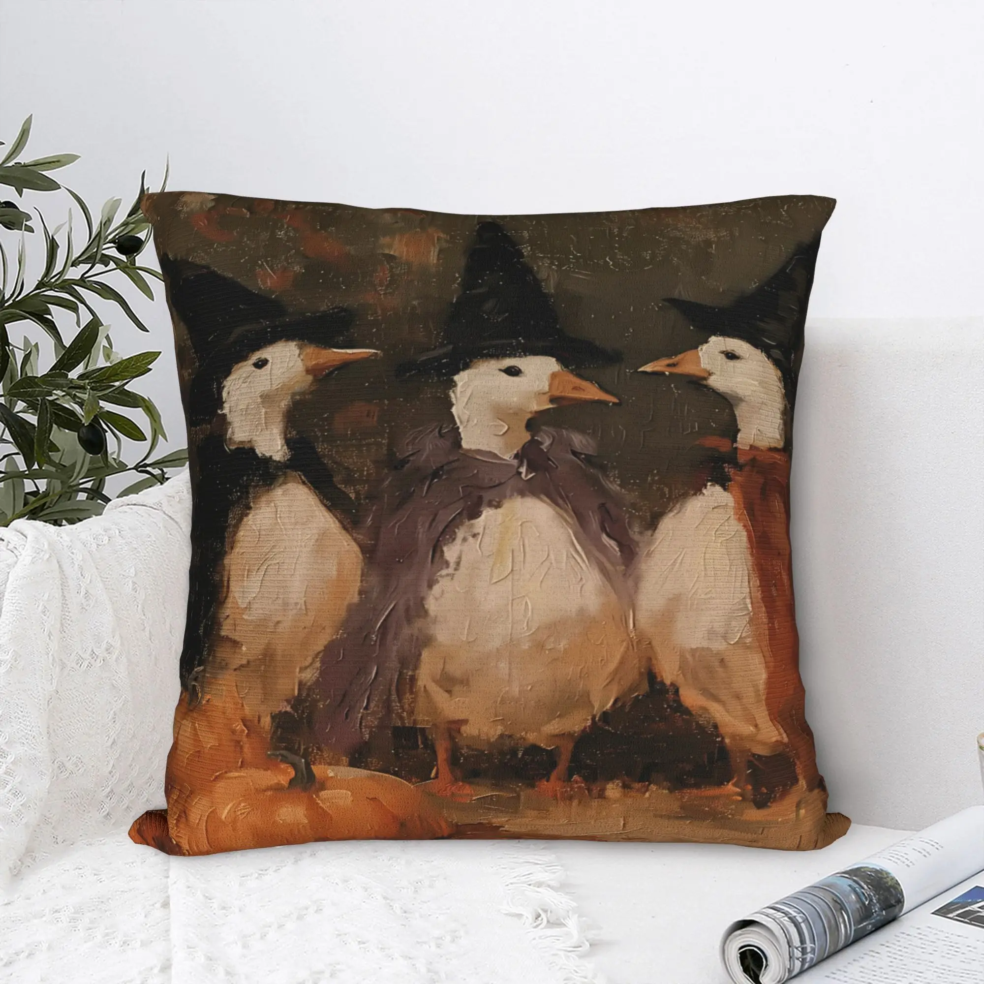 Spooky Goose Halloween Pillowcase Polyester Cushion Cover Decoration Pumpkin Bats Pillow Case Cover Home Drop Shipping 18'