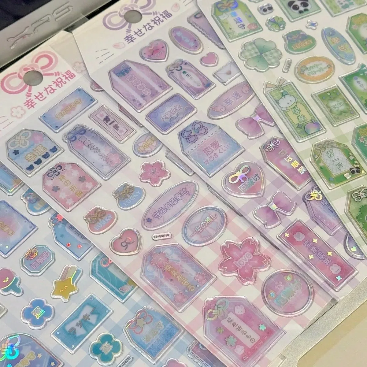 Kawaii Japanese Omamori 3D Holographic Crystal Glass Sticker for DIY Cute Scrapbooking Phone Case School Stationery Supply