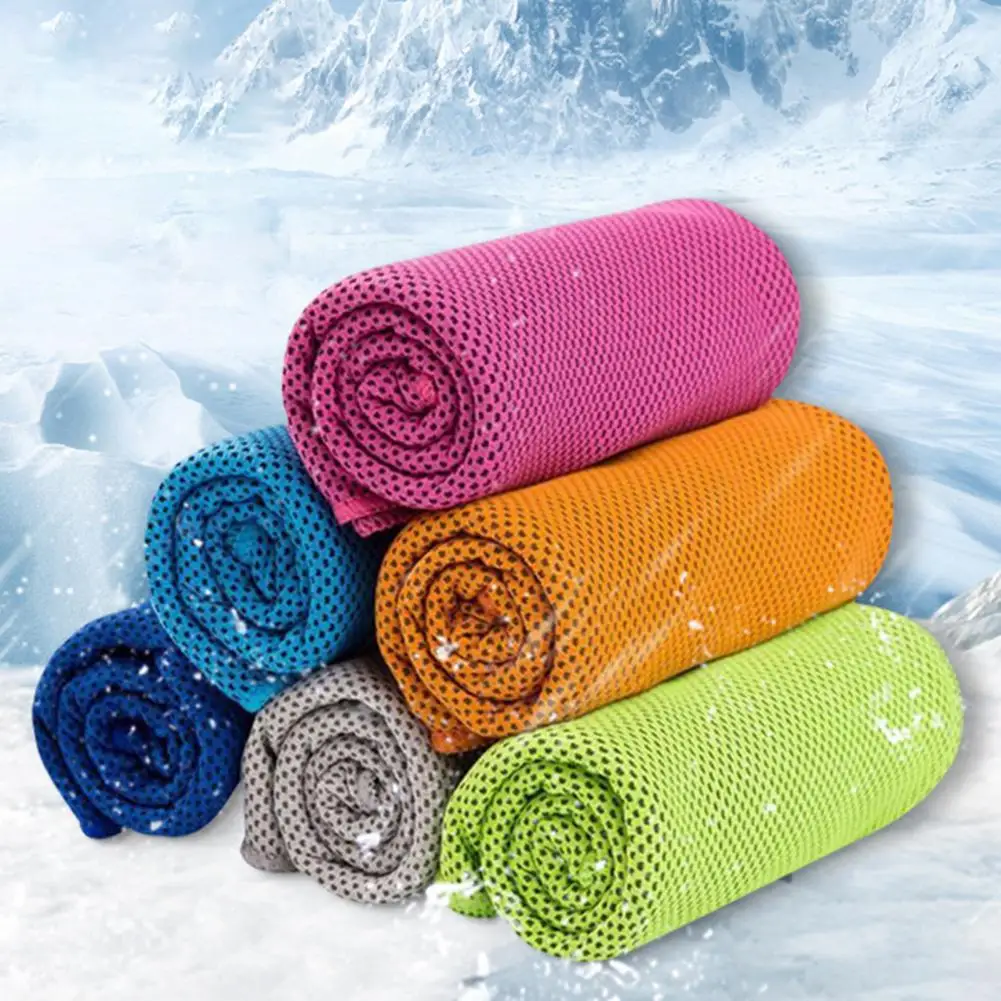 Water Absorbent  Wear-resistant Quick-drying Cold Sports Towel Solid Color Sport Ice Towel Comfortable   Fitness Use