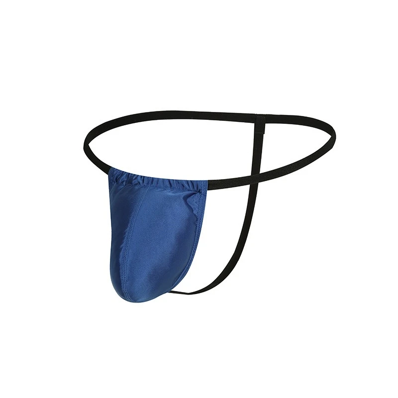 Satin-Like Nylon Thongs for Men Low Rise Elastic U-Pouch T-back Daily Underwear, Multi Colors