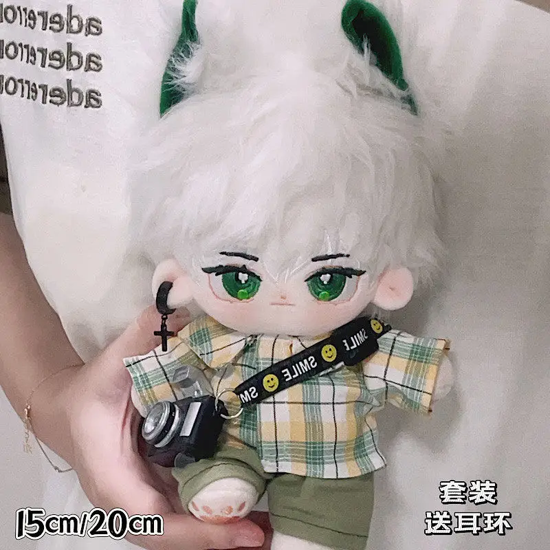 15cm Baby Clothes 20cm Green Grid Shirt Camera Cool Handsome Green Cotton Baby Clothes