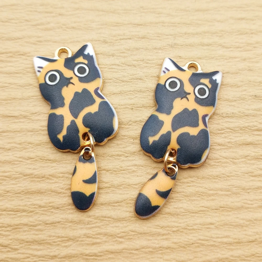 10pcs Cute Cat Charm for Jewelry Making Necklace Earring Bracelet Pendant Diy Accessories Alloy Metal Gold Plated
