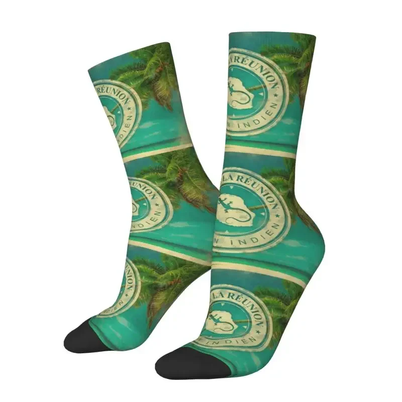 Ile De La Reunion 974 Dress Socks Mens Womens Breathable Warm Fashion Indian Ocean Beach Crazy Crew Socks