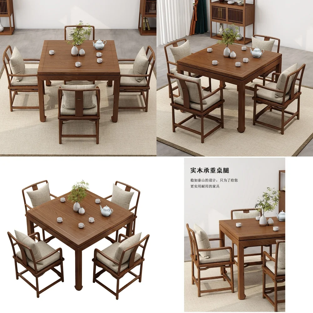 Solid Wood Dining Table for Elm Eight Immortals Table for Chess Card Table for Teahouse Hotel Small Apartment Home Use Round