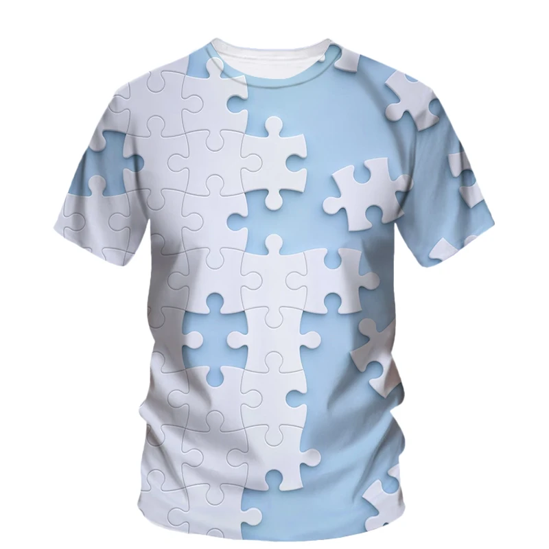 Bestselling card puzzle T-shirt multi-color 3D printing T-shirt round neck short sleeved men's summer fashion new T-shirt