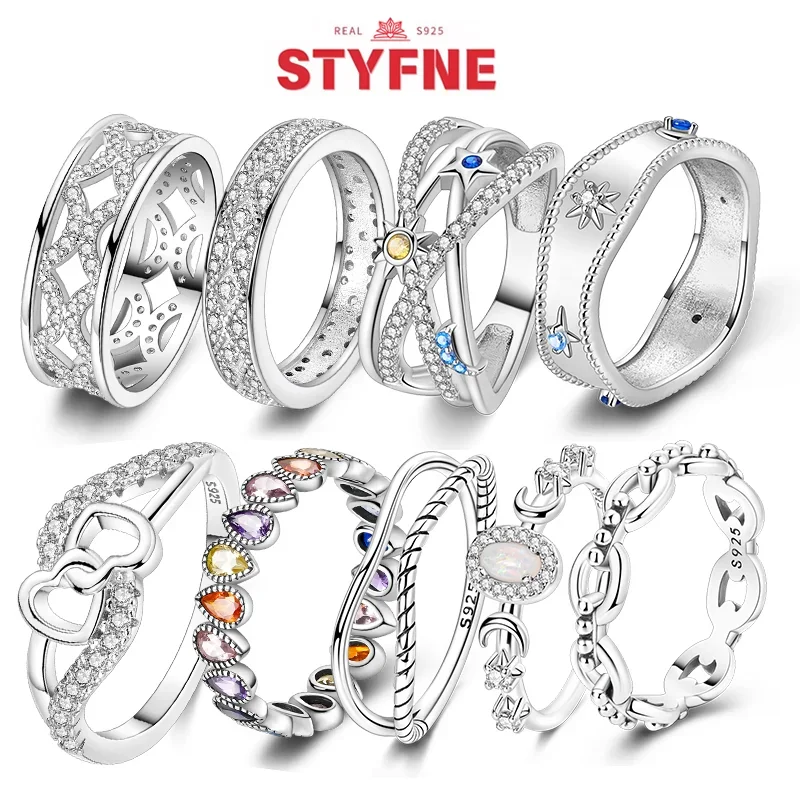 Bagues en argent regardé 925 pour femme, matiques coeur et étoile, Rotterdam, Kling, Colorful, Zwords on, Original, Léon's Day, Joaillerie fine, Cadeau