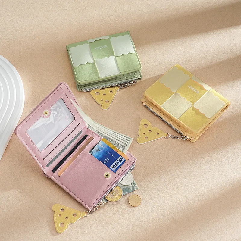 Cookie Woven Short Wallet Multi-Card Slot Compact Exquisite Simple Coin Purse for Women Fresh Sweet Fashionable Money Card Bag