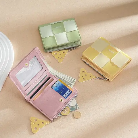 Cookie Woven Short Wallet Multi-Card Slot Compact Exquisite Simple Coin Purse for Women Fresh Sweet Fashionable Money Card Bag