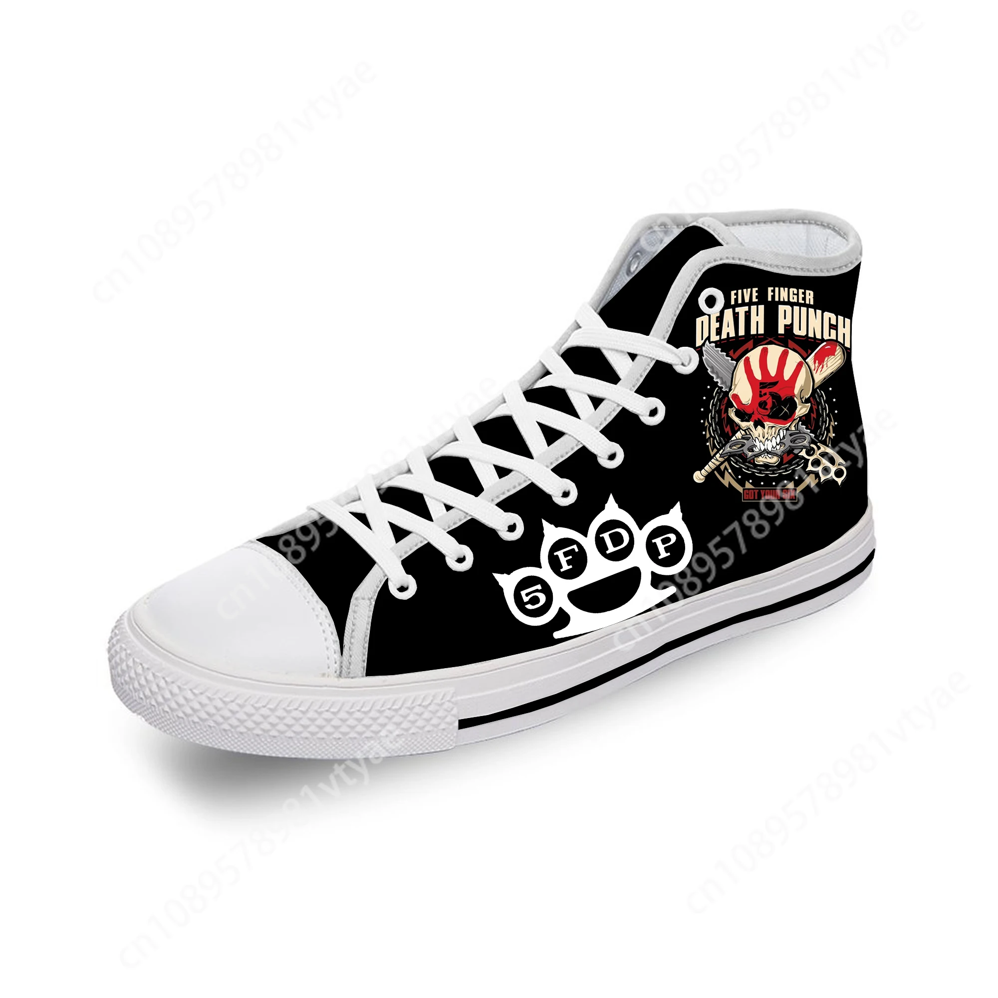 Five Finger Death Punch High Top Sneakers Mens Womens Teenager Casual Shoes Canvas White Cosplay Breathable Lightweight shoe