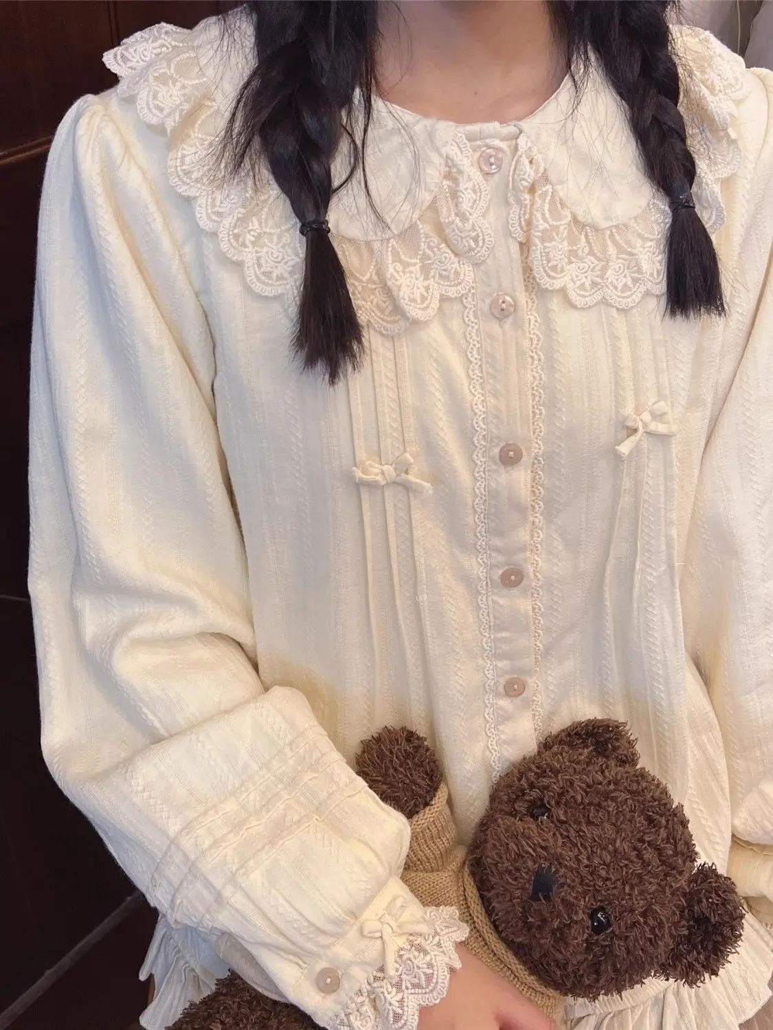 

Gagaok 2026, новый дизайн, ниша, Лолита, интерьер, кукольный воротник, универсальная рубашка с длинными рукавами, толстый бархатный топ, теплый