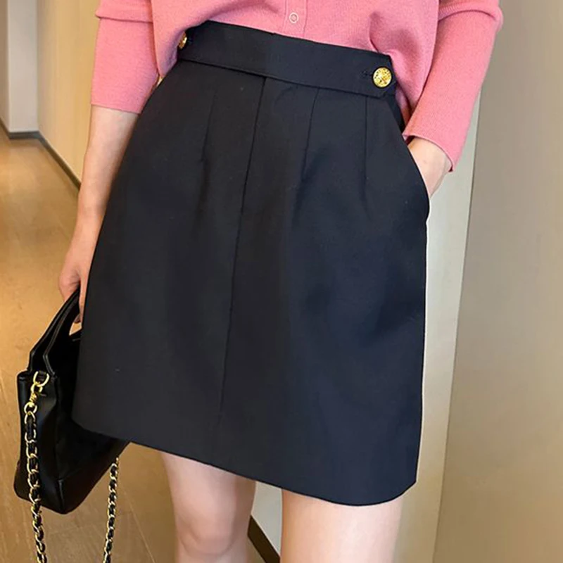 

High end early autumn new fashionable small A-line skirt with buttocks wrapped, high-end gray half skirt skirts