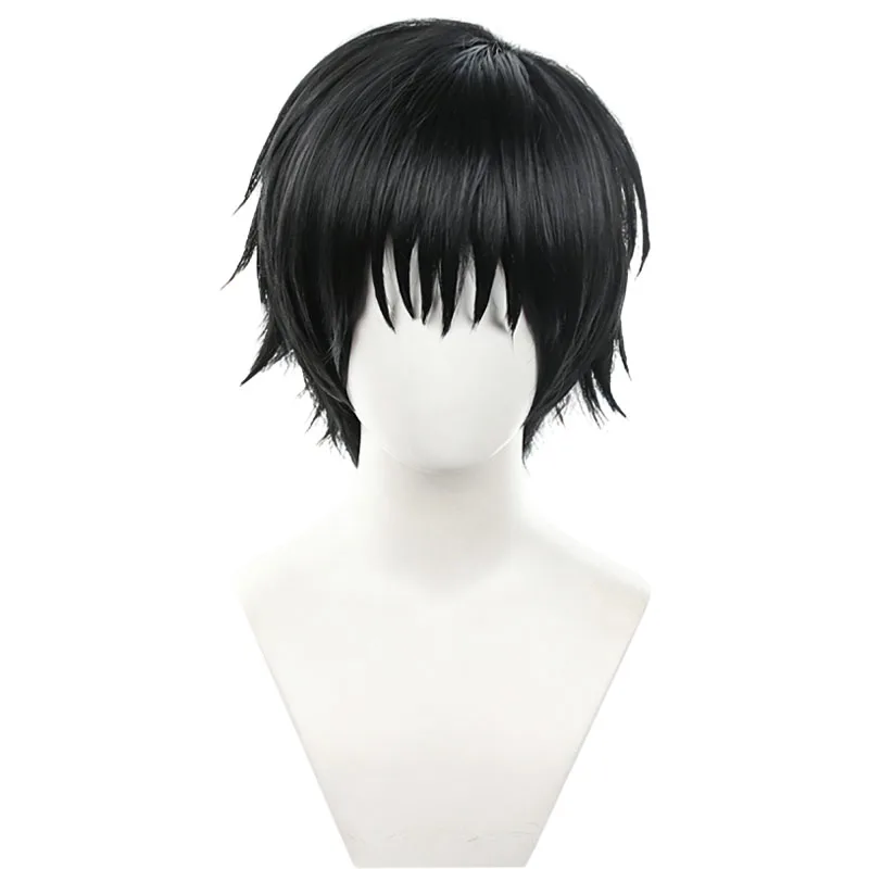 Anime Fushiguro Toji Cosplay Wig Black Short Synthetic Hair Keychian For Women Men Halloween Carnival Party Accessories Props