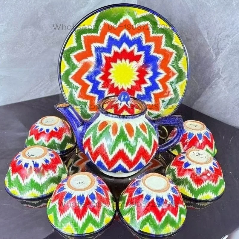 

Изысканный чайный сервиз с атмосферным узором, 8 предметов, керамика, ручная роспись подглазурной росписью, подарочный набор