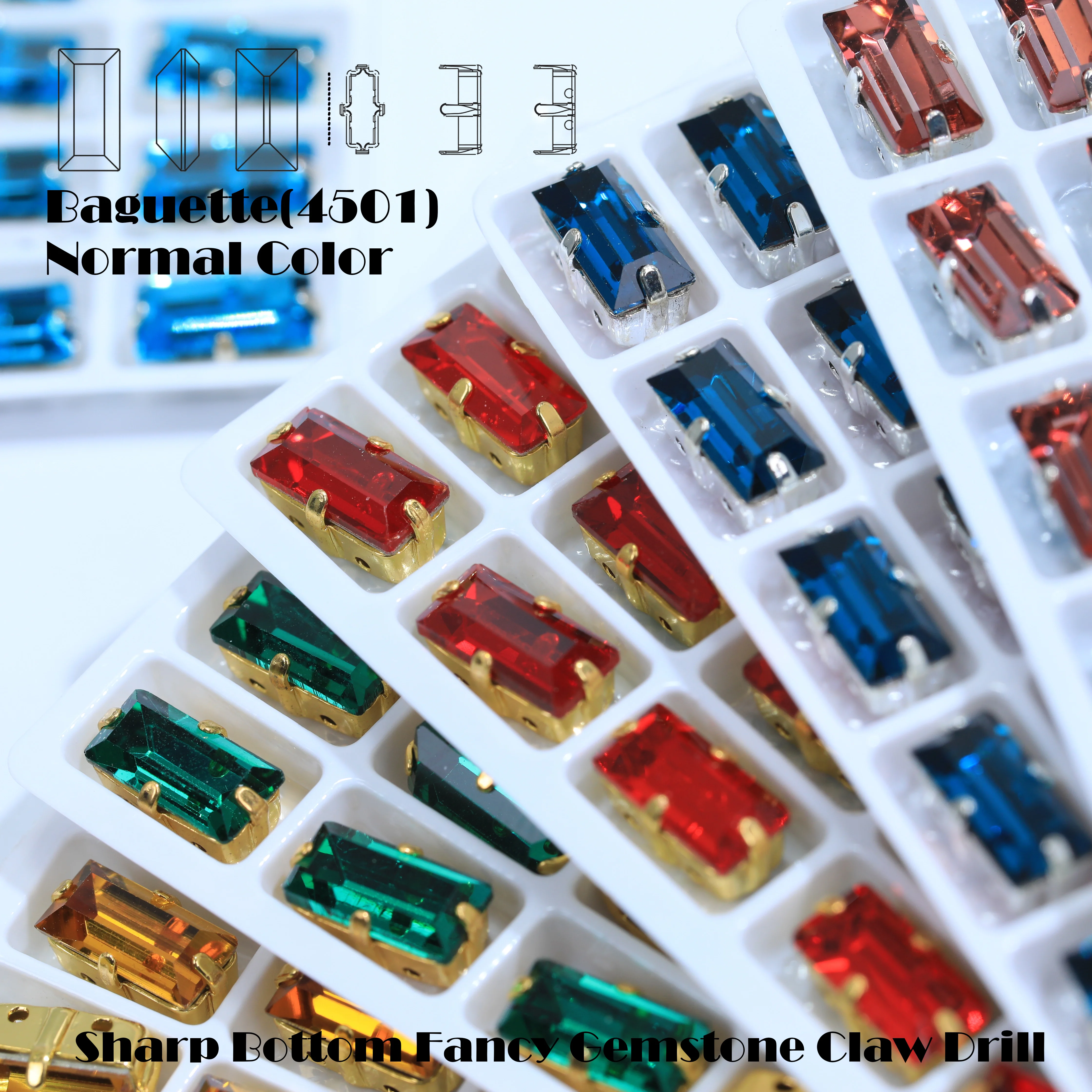 Multicolor Prong Setting Sew‑on Rhinestones K9 Crystal Strass Gold Silver Claw Stones For Wedding Dress Latin Dance Costume DIY