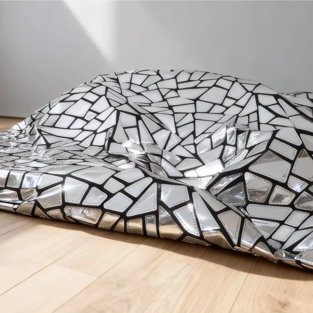 

1Yards Geometry Silver Fabric Polyester Flannel fabric Sequines Patches Sewing Accessories Sequin DIY Needlework Decor Clothes