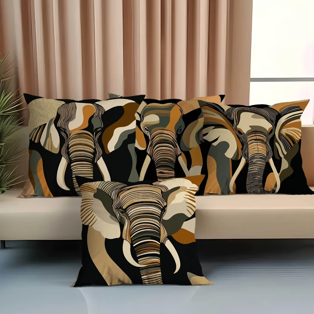 Modern Abstract Elephant Outline Art Pillowcase 4Pcs Minimalist Line Drawing Decorative Pillow Covers for Sofa Home Decoration