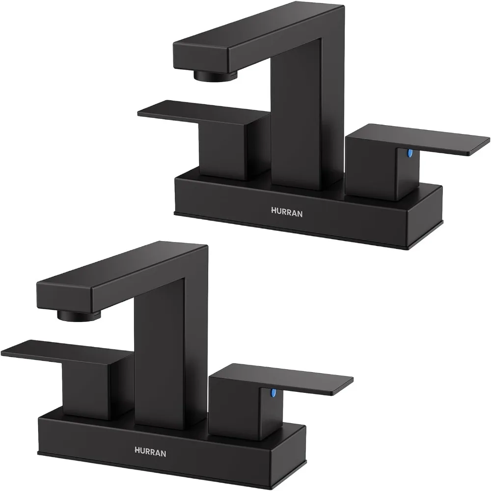 

Matte Black 4-Inch 3-Hole Bathroom Faucet, 2-Handle Stainless Steel, with Pop-Up Drain & Supply Lines, 2 Pack (RV/Vanity)