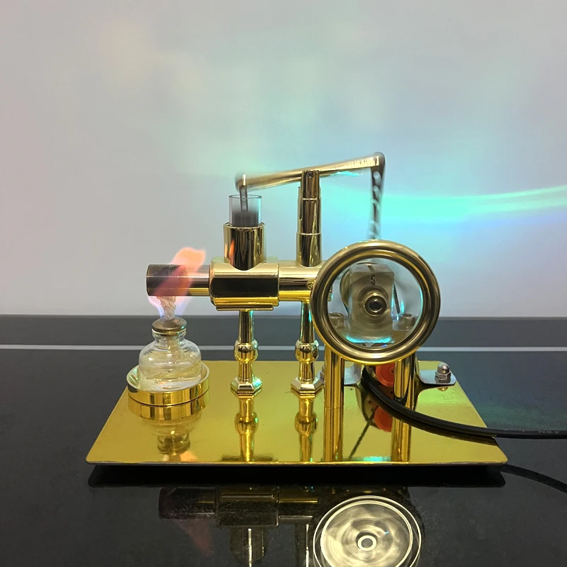 

Aluminum Alloy Balanced Single Cylinder Generator Model LED Light Model Desktop Fun Toy