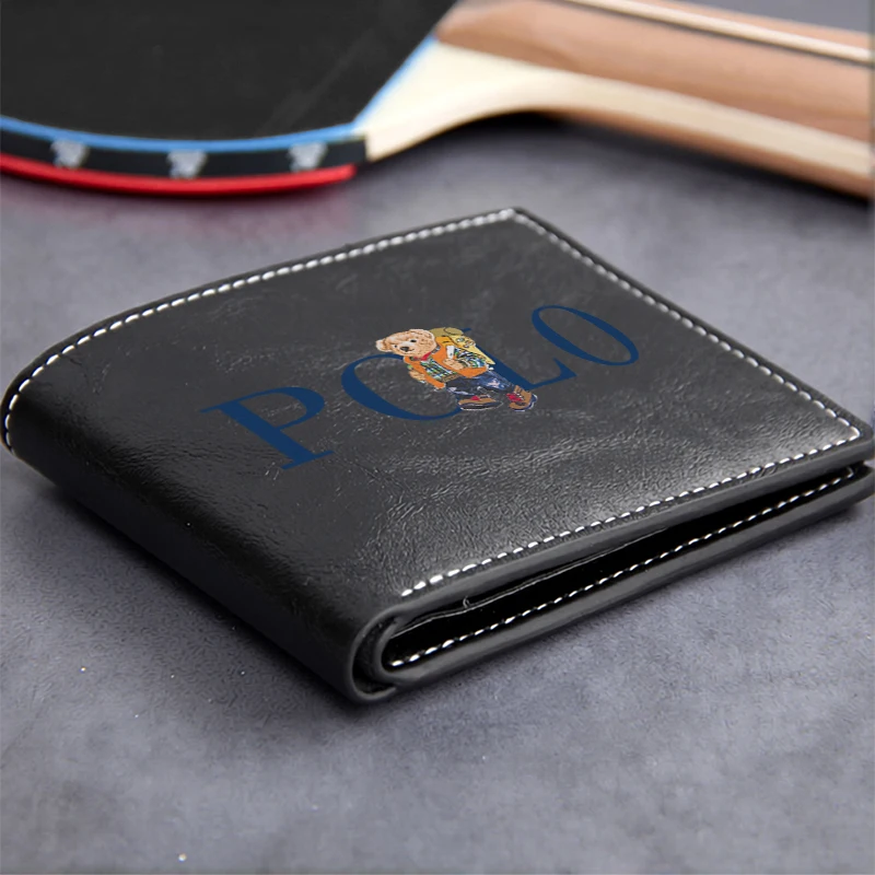 POLO BEAR EMBROIDERED PU LEATHER WALLET MEN'S SLIM DURABLE LIGHTWEIGHT BUSINESS STYLE ACCESSORY PREMIUM FINISH