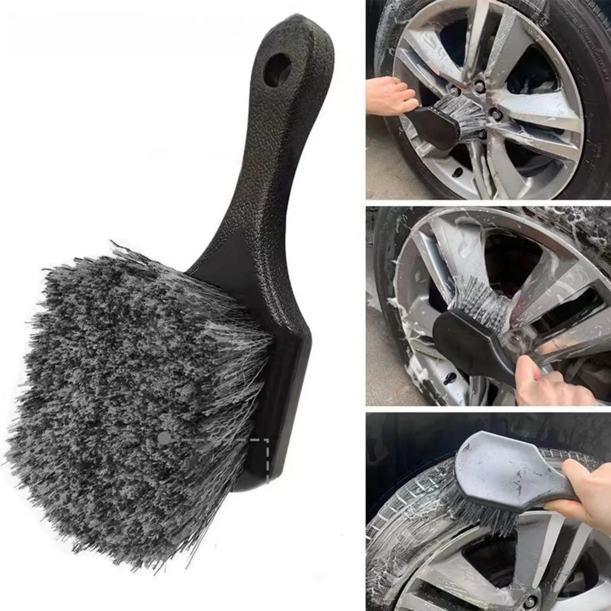 Car Wheel Cleaning Brush Detail Brush Short Handle Tire Rim Washing Brush Vehicles Cleaning Maintain Accessories Set For Auto In view 2