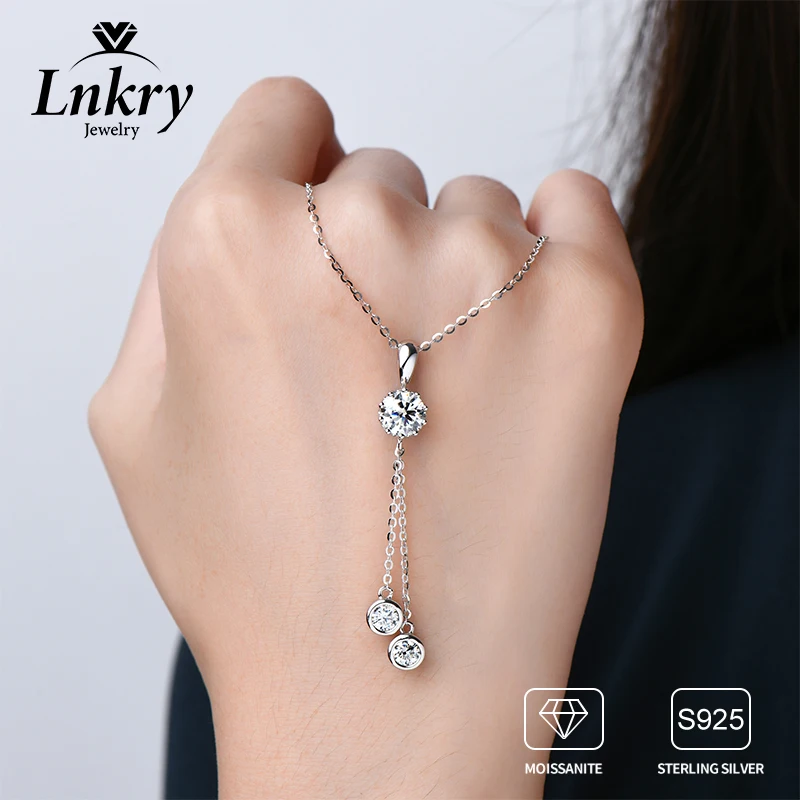 

Lnkry Certified 6.5mm 1ct Moissanite Necklace For Women Original 925 Silver Crown Pendant Necklace Collarbone Chain Jewelry