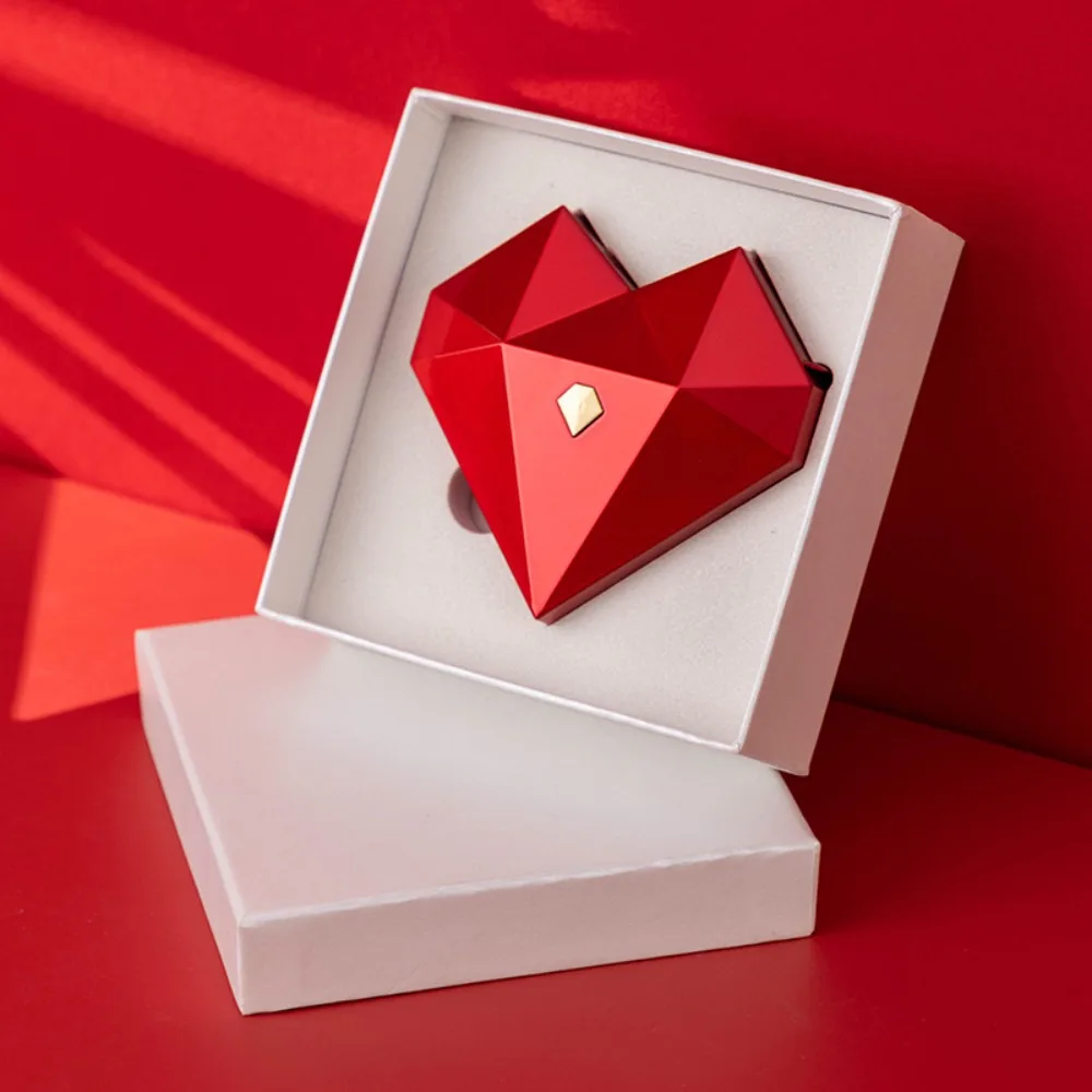 

Dustproof Proposal Ring Box Elegant Waterproof Heart Diamond Ring Box Red White Auto Pop Up Jewelry Box Gift