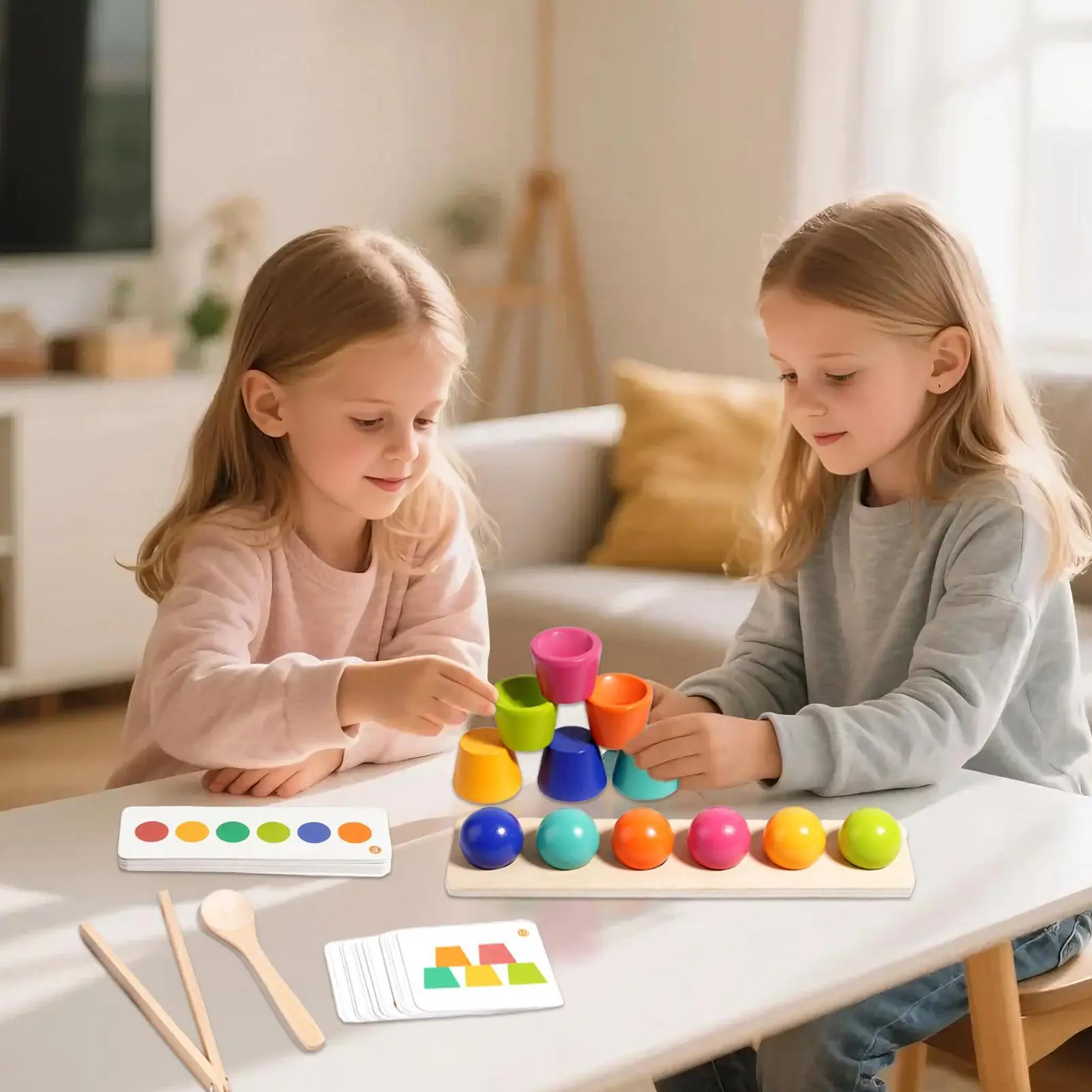 ألعاب مطابقة الألوان، أنشطة تعلم الكأس والكرة، مجموعة فرز المحرك الدقيق للأولاد والبنات من سن 3 سنوات، حضانة منزلية #3