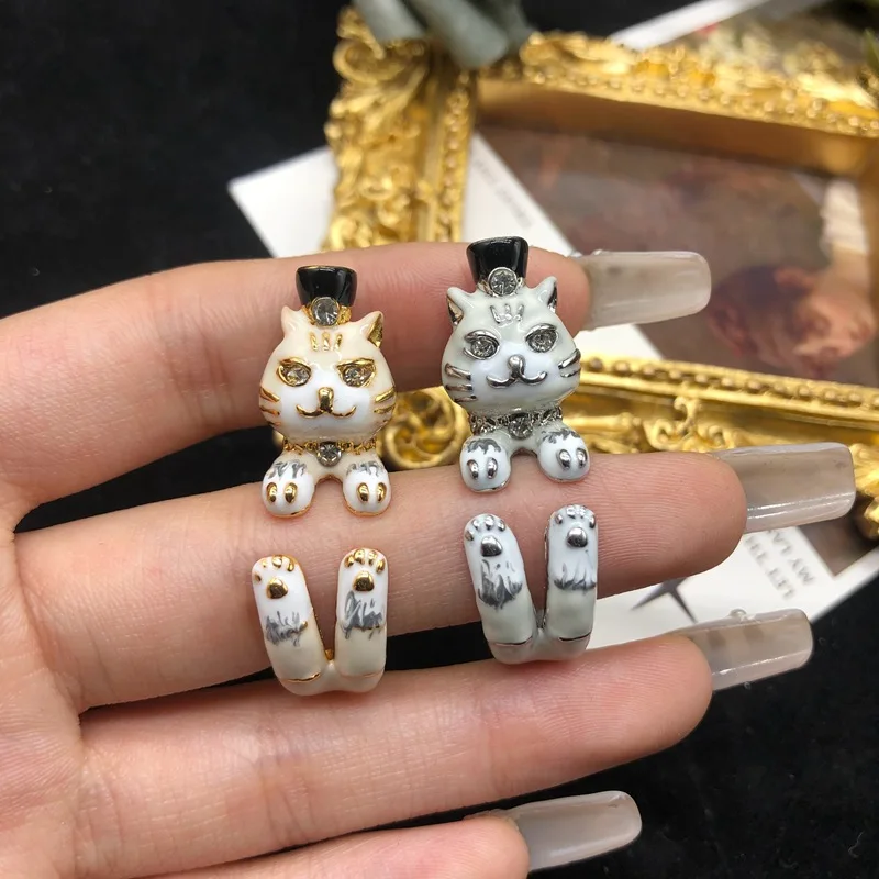 

Vintage Medieva Women's Jewelry for Girls Enamel Cat Ring Cute Gift Party Show Daily Fashion Trendy