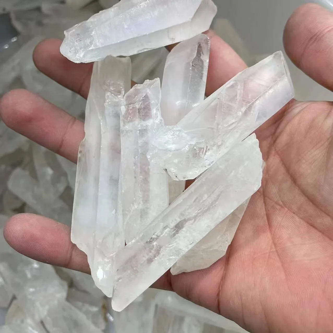 Bulk Natural Original Raw Clear Quartz Rough Single Point Crystal Strip