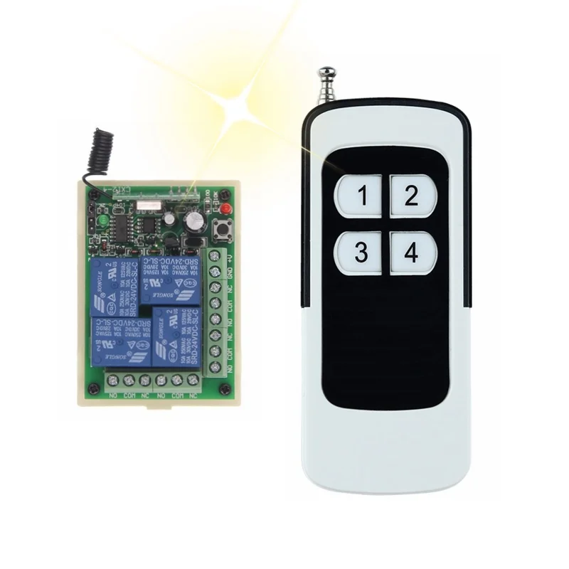 

DC12V 24V 4CH RF Wireless Remote Control Switch Radio Receiver Is Used For The Switch Of Motors, Lamps And Oxygenation Equipment