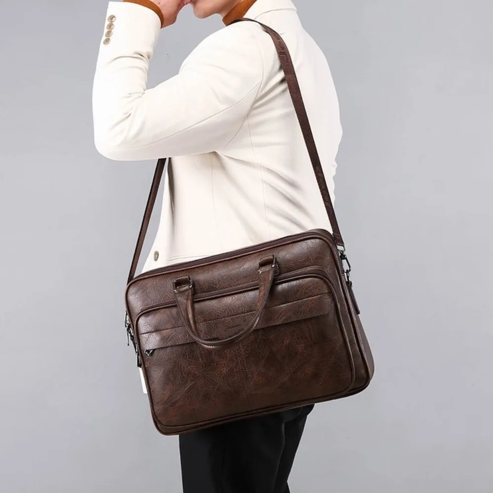 Borsa da lavoro da uomo borsa a tracolla di lusso in pelle Pu di grande capacità Tote Bolsas borsa a tracolla impermeabile nera