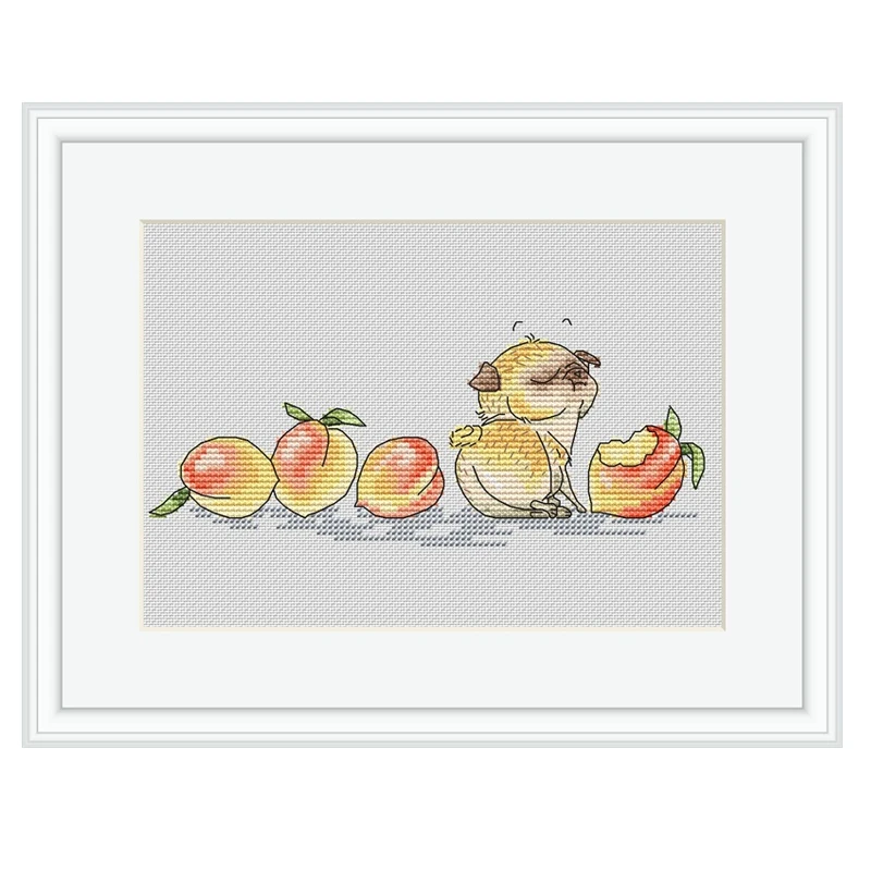 

The cross-stitch set of cute dog and peach 28ct, 18ct, 14ct and 11ct can be selected as a printed fabric handcrafted material pa