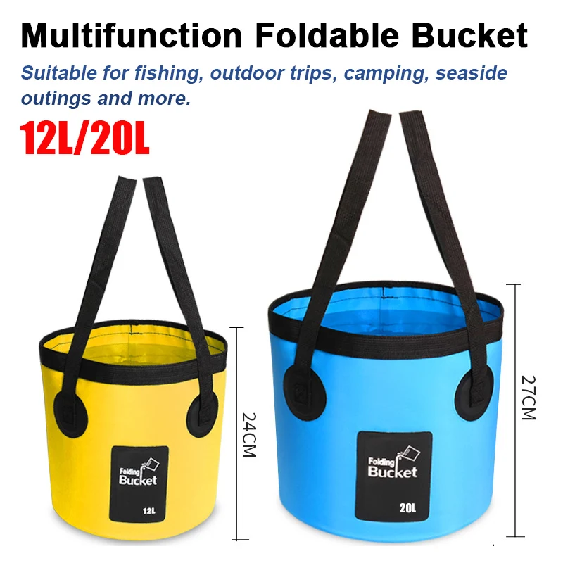 12/20L Portable Foldable Water Bucket Fishing Bucket Folding Water Container for Travelling Camping Hiking Fishing Washing