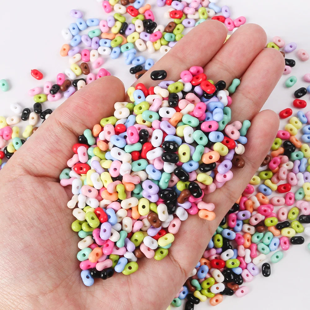 

10 grid box set 4x6mm acrylic solid colored peanut rice beads Handmade DIY necklace, bracelet, mobile phone chain with beads